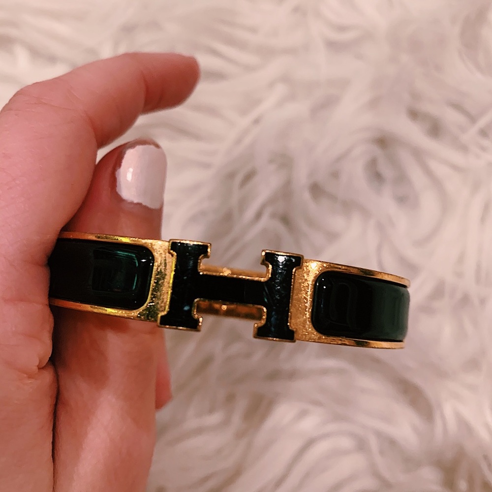 Hermès Clic Clac H black gold-plated bracelet